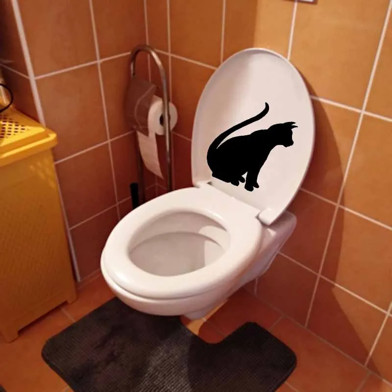 YOJA 19X22.4CM Туалет Стикеры изображение кота силуэт домашнее животное кошачьих