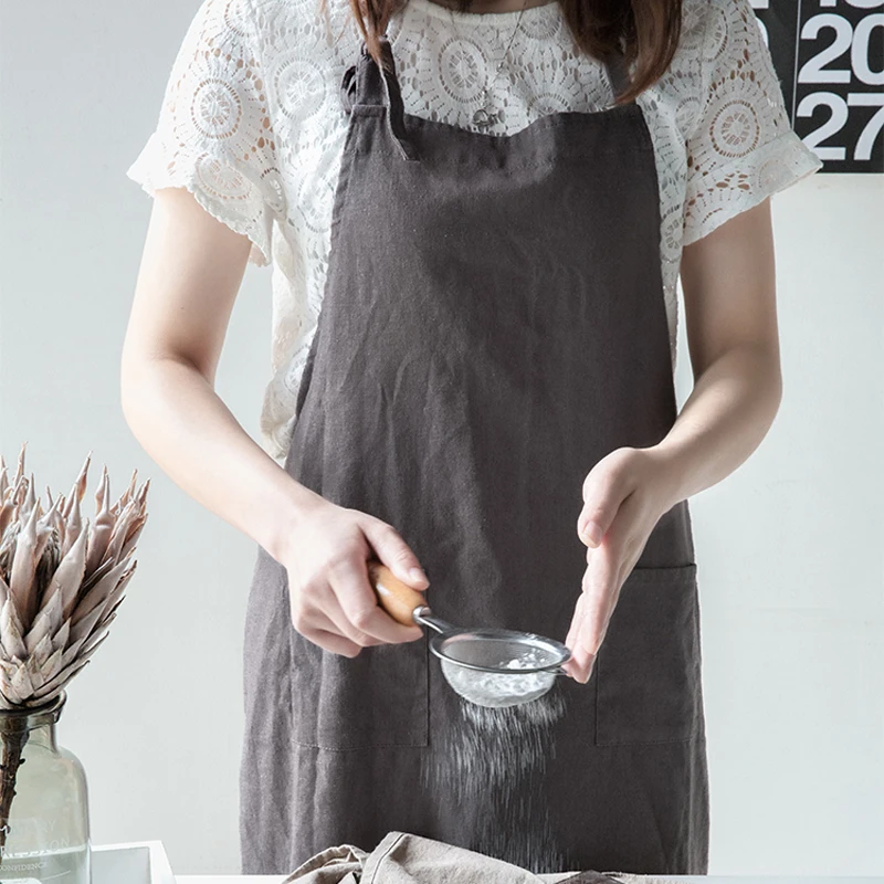Женский Кухонный Фартук из 2019 го хлопка и льна|Фартуки| |