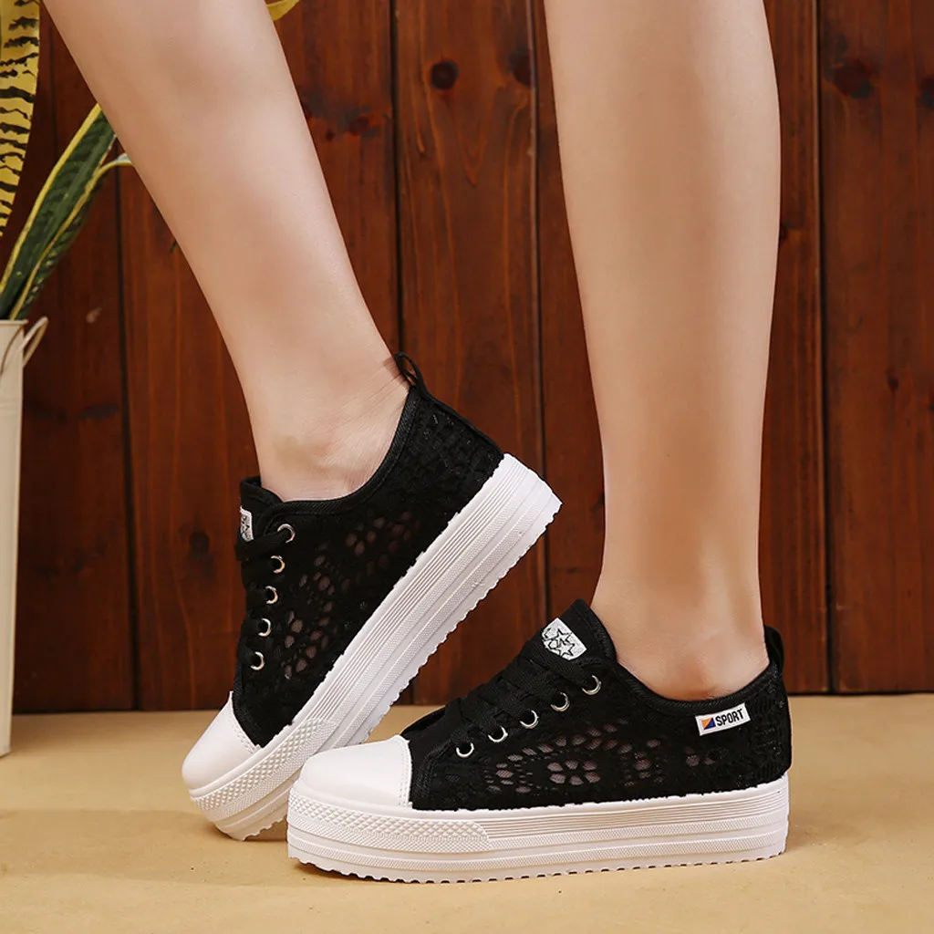 Женская дышащая обувь на шнуровке женская парусиновая для отдыха с круглым
