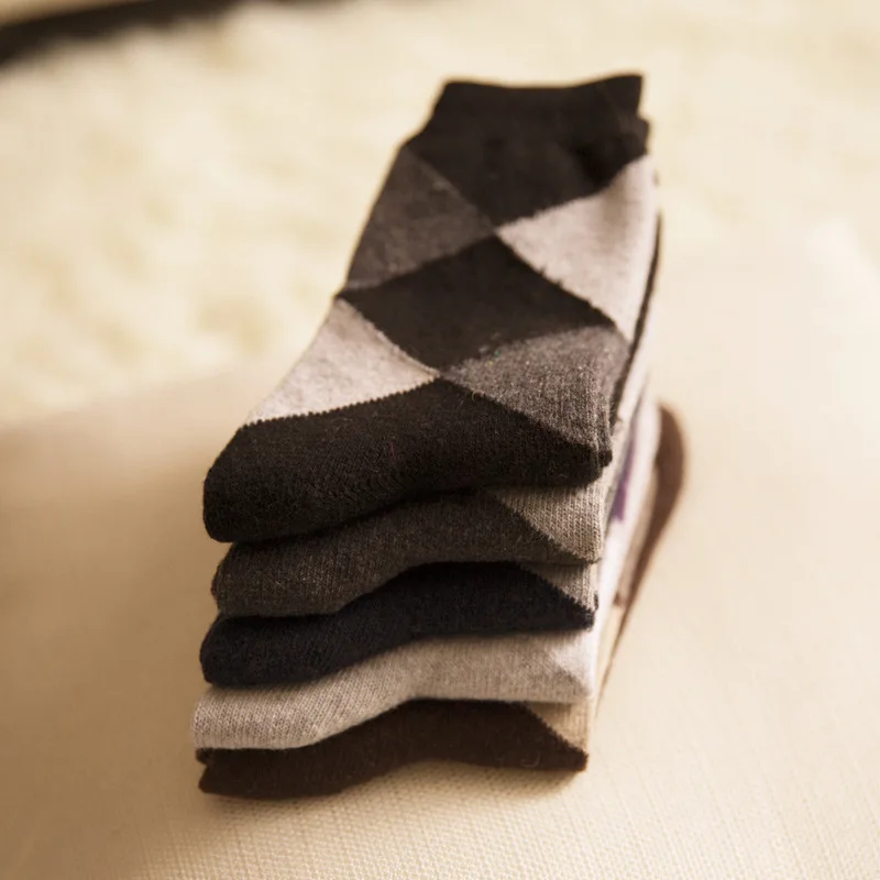 10 Пар/лот Завод точек классический большой решетке алмаза кролик шерстяные носки