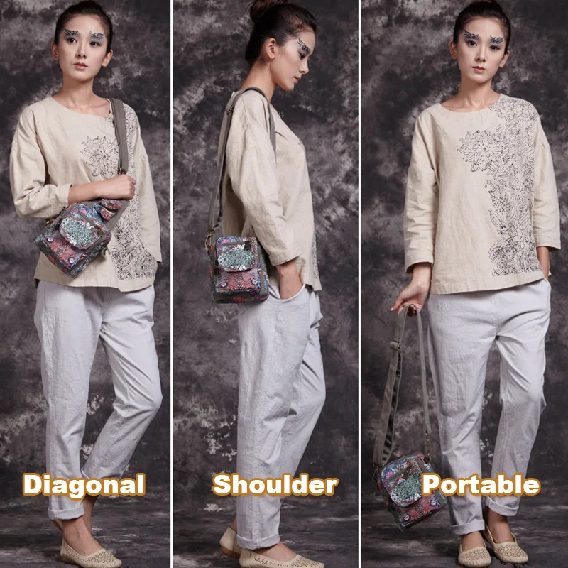 Многофункциональные холщовые женские цветочные нагрудные сумки через плечо