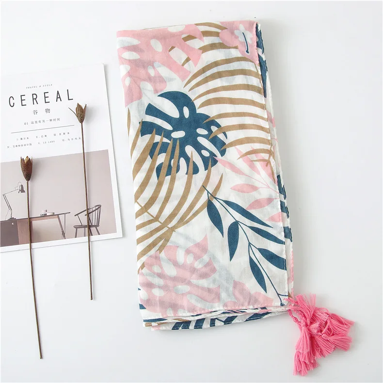 Новинка лета 2019 Модный женский хиджаб с принтом тропических банановых листьев