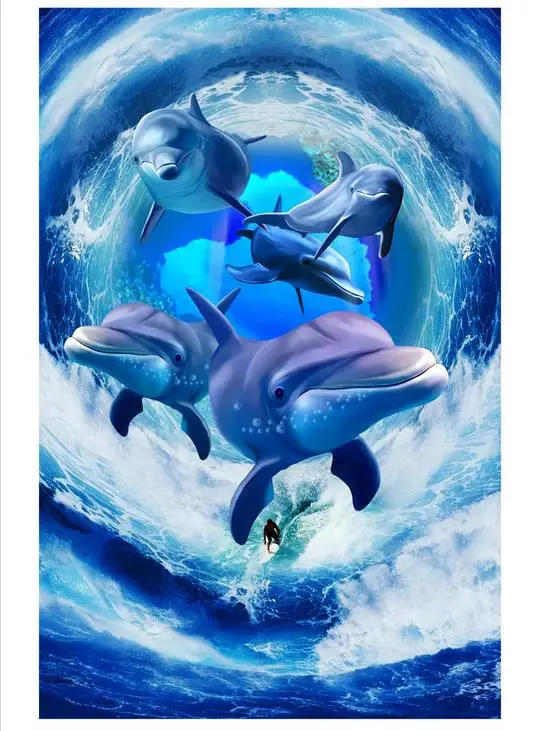 Пользовательские фото обои 3d Зенит фрески Море Дельфин потолок фреска фон