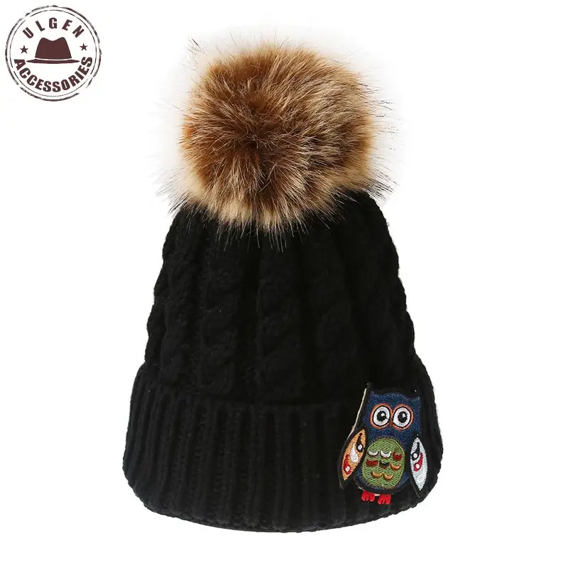 Новая серия вязаных шапок ULGEN ручной работы с совами женские зимние шапки