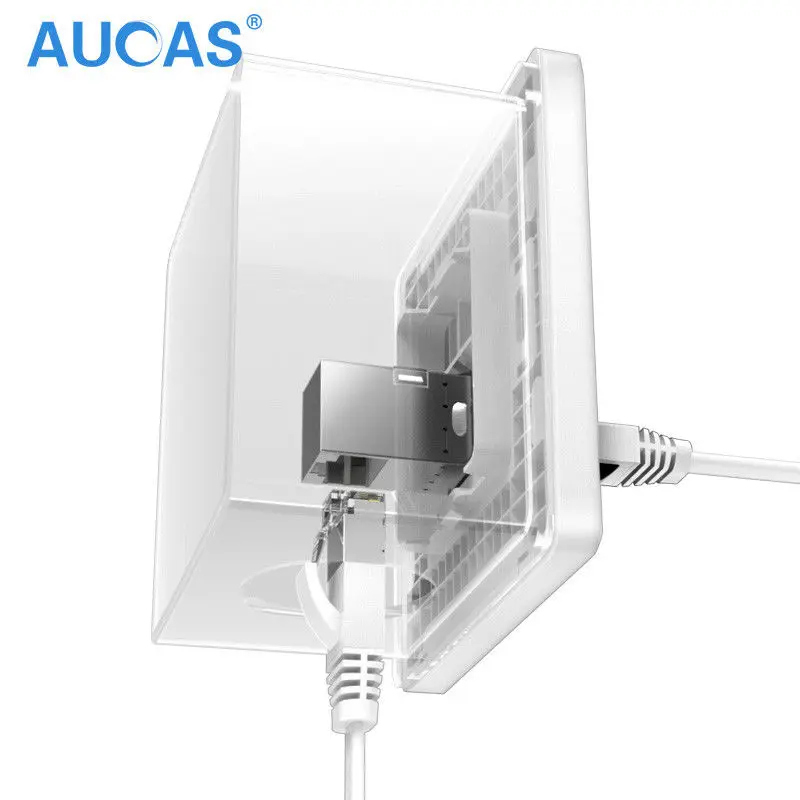 Aucas 2 шт Cat7 RJ45 FTP 90 градусов Женский Соединительный кабель Столярный настенный