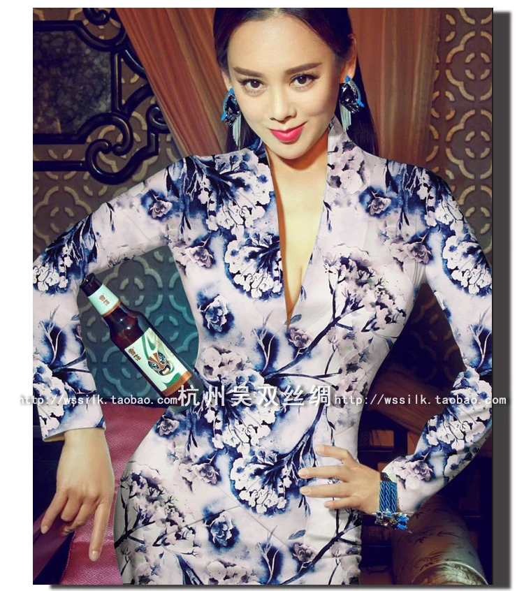 Мягкая шелковая печать шелковая ткань шелк тяжелый стрейч сатин cheongsam одежда материал-Лето солнечный Подсолнух.6.15