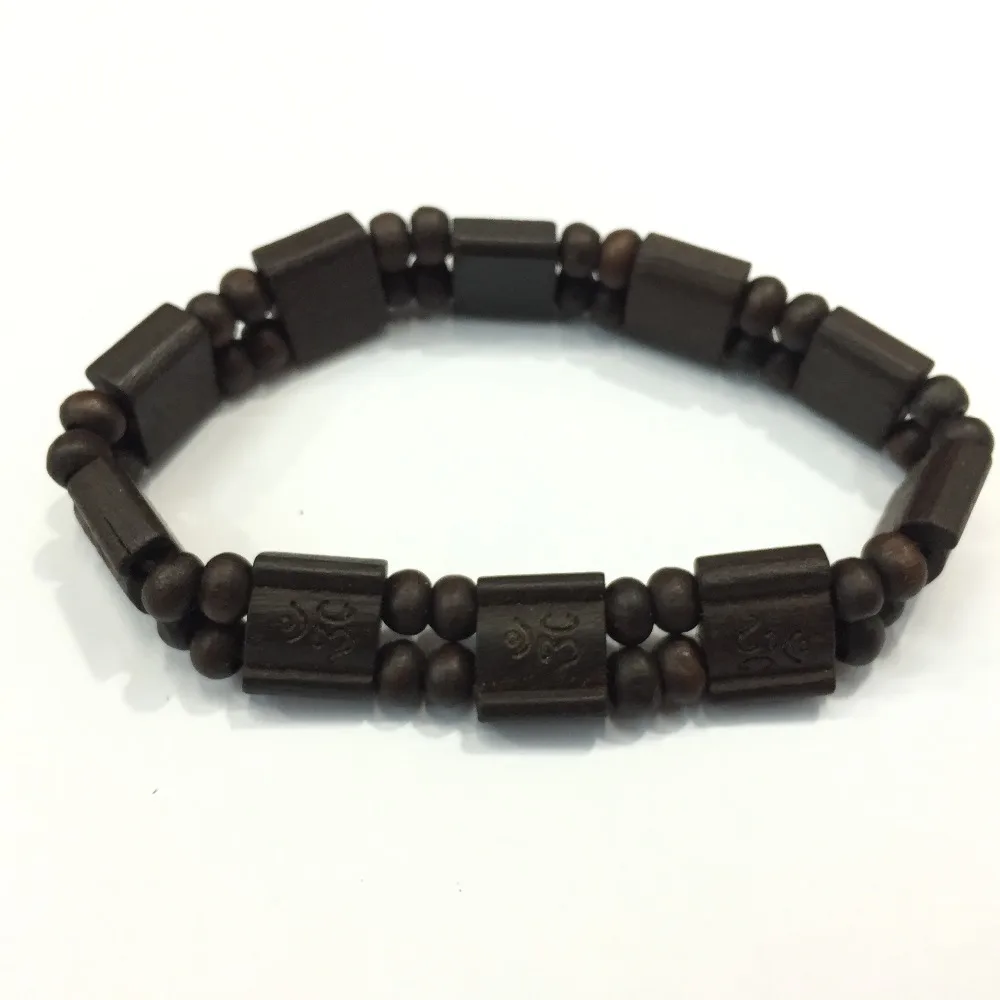 Квадратные молитвенные бусины натуральный браслет ручной работы Будды из дерева