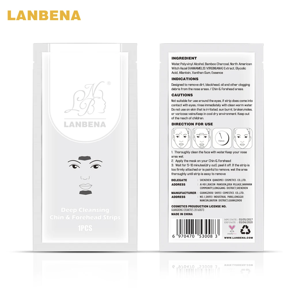 LANBENA Бамбуковая маска для удаления угрей подбородок лоб лица Очищающая полоска