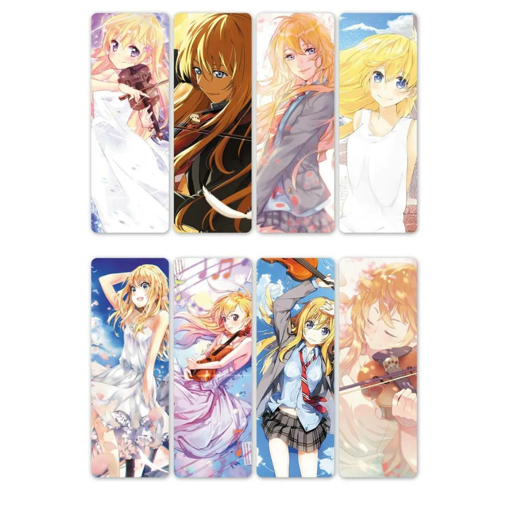 8 шт. аниме закладки Your Lie в апреле водонепроницаемые прозрачные пластиковые из