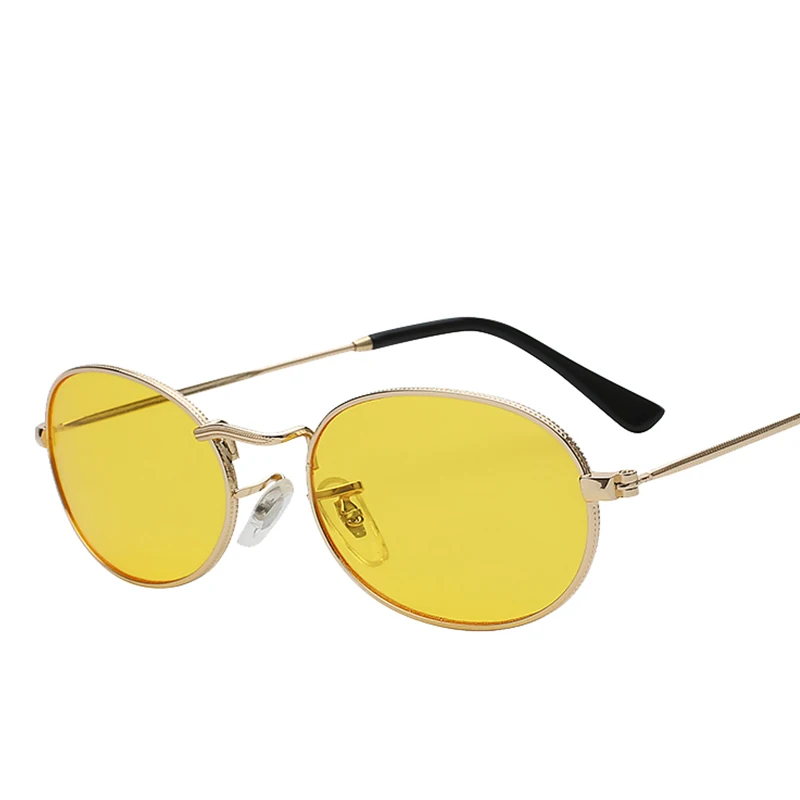 Gold w sea yellow MAX овальные женские солнцезащитные очки мужские очки женские роскошные Ретро Металлические солнцезащитные очки винтажные зеркальные UV400 - Цвет линз: Gold w sea yellow