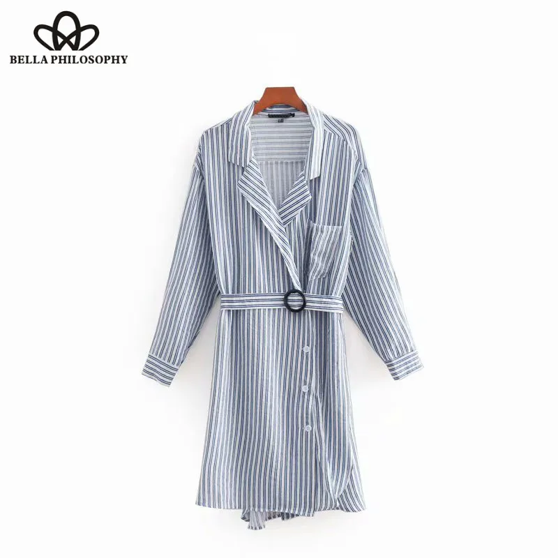 Женское платье-рубашка Heydress Повседневное платье в полоску с длинным рукавом и
