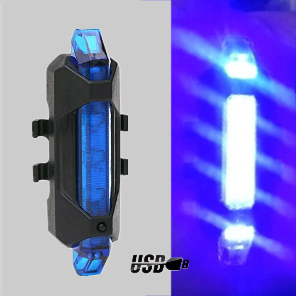 blue Zacro 3 цвета Портативный USB Перезаряжаемые велосипед хвост сзади безопасности Предупреждение светильник хвост светильник велосипедный задний фонарь супер яркий - Цвет: blue