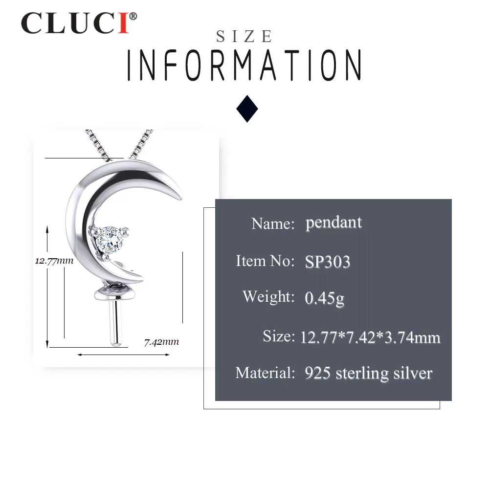 CLUCI 925 пробы Серебряный хороший Лунная фигурная подвеска романтический подарок для best друг жемчуг кулон ювелирные изделия