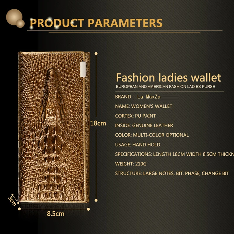 Women Lock Wallet Female Handbag Money Coin Purses Holder Brand Genuine Leather 3D Alligator Ladies Crocodile Long Clutch | Багаж и сумки