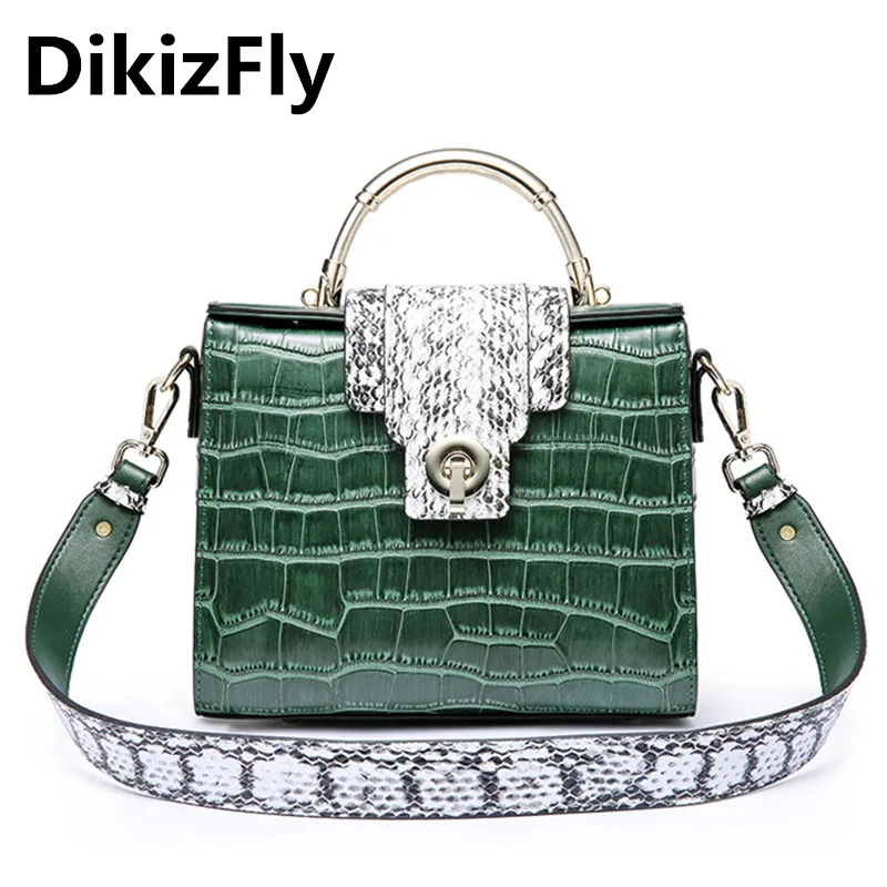 DikizFly модные сумки из кожи аллигатора, женские сумки-мессенджеры, сумки на плечо из спилка, женские сумки из крокодиловой кожи, брендовые роскошные сумки