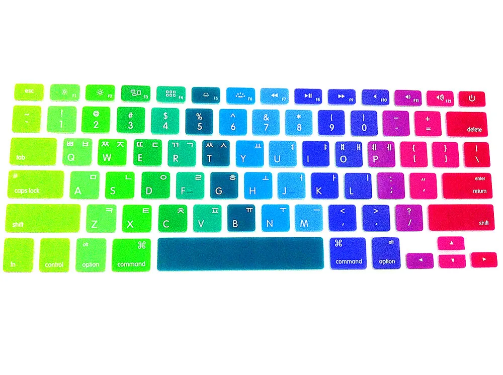 Корейский язык Радуга США Клавиатура Обложка силиконовая защитная пленка для Apple