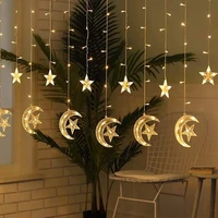 battery operated 2 5m 138leds moon star led christmas curtain string lights ramadan wedding new year party decoration lights
