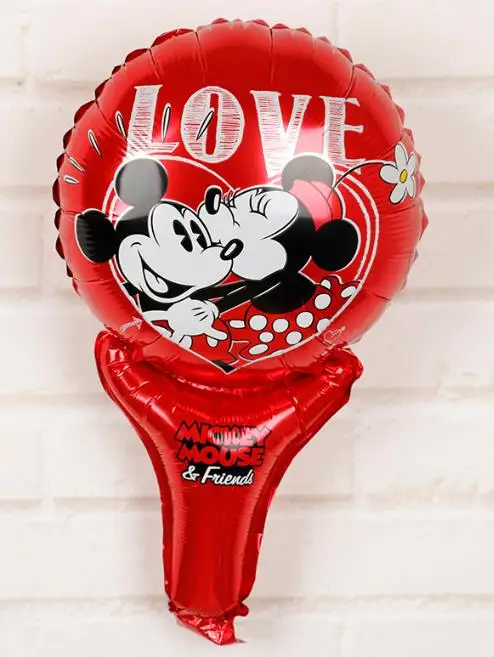 1pc red love 1 шт. Микки Маус День рождения украшения из фольги Воздушные шары Дисней палочки игрушки baby shower мальчик девочка принцесса Минни воздушные шары - Цвет: 1pc red love