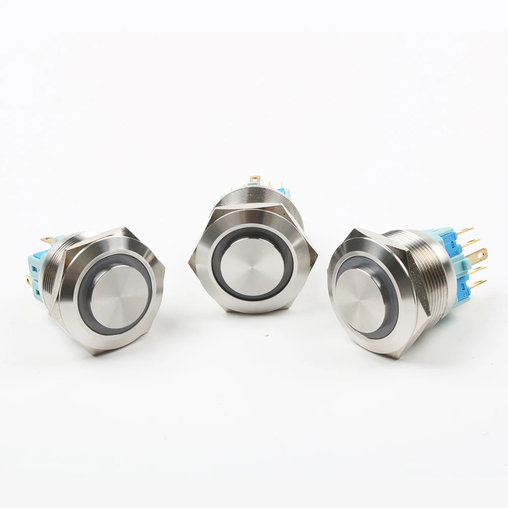 25 мм металлический кнопочный переключатель из нержавеющей стали круглый