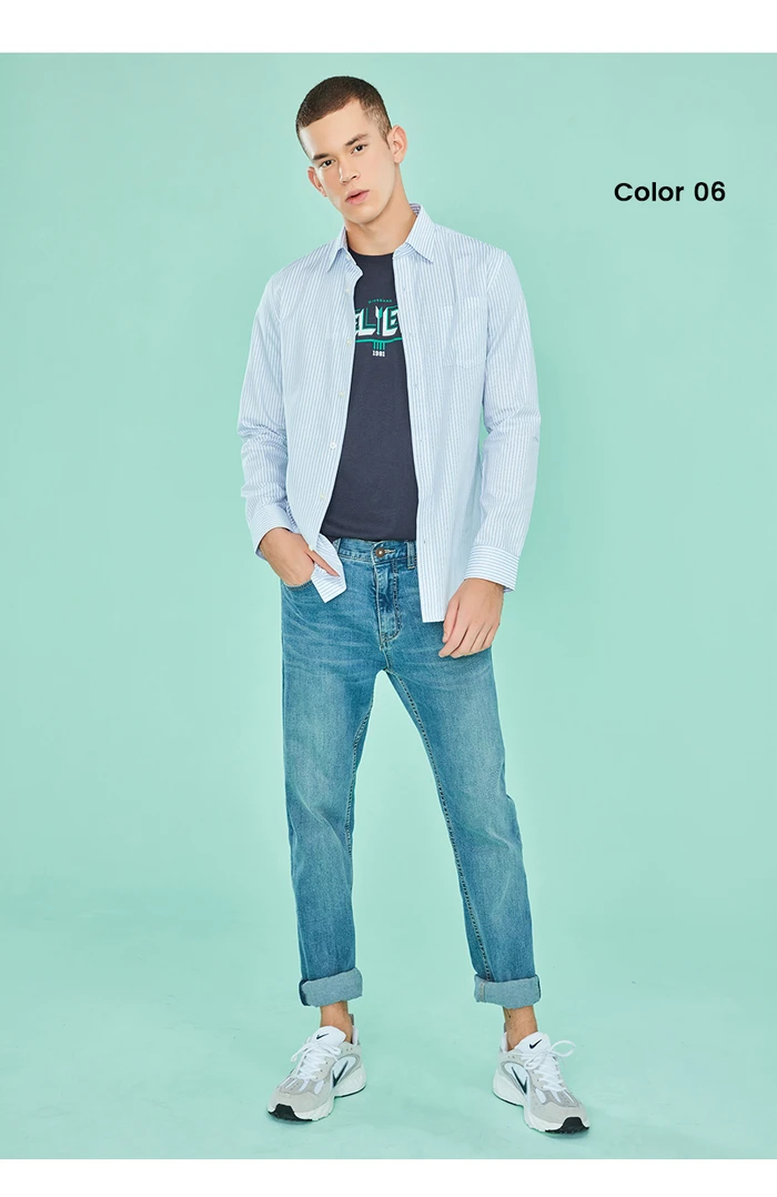 Giordano белая повседневная рубашка slim fit с длинными рукавами,имеет несколько цветовых решений и размеров