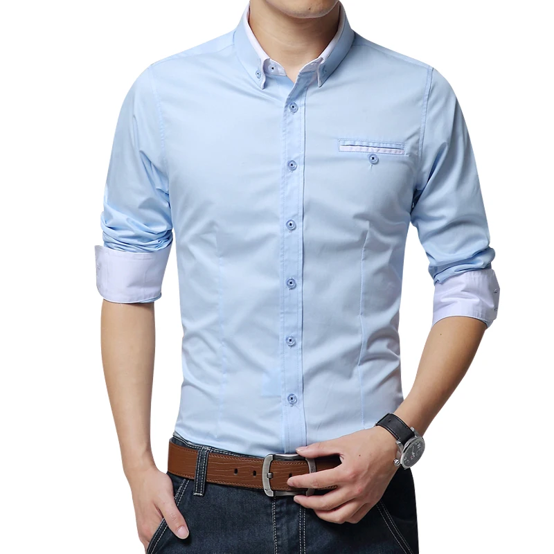 Рубашка мужская с длинным рукавом мягкая приталенная смокинг повседневная