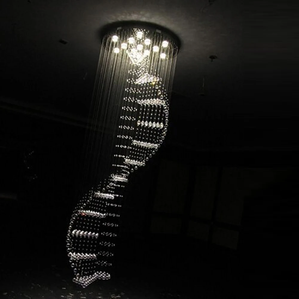 

spiral design large crystal chandelier modern lighting Dia80*H250cm lustre LED staircase light fixutres