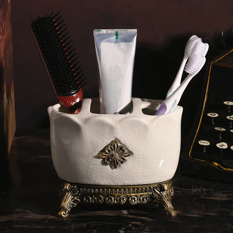 Toothbrush holder Европейский стиль ледяная трещина фарфоровая керамическая мыльница, дозаторы для жидкого мыла бутылка, стакан для ванной зубной щетки, наборы оборудования для ванной - Цвет: Toothbrush holder