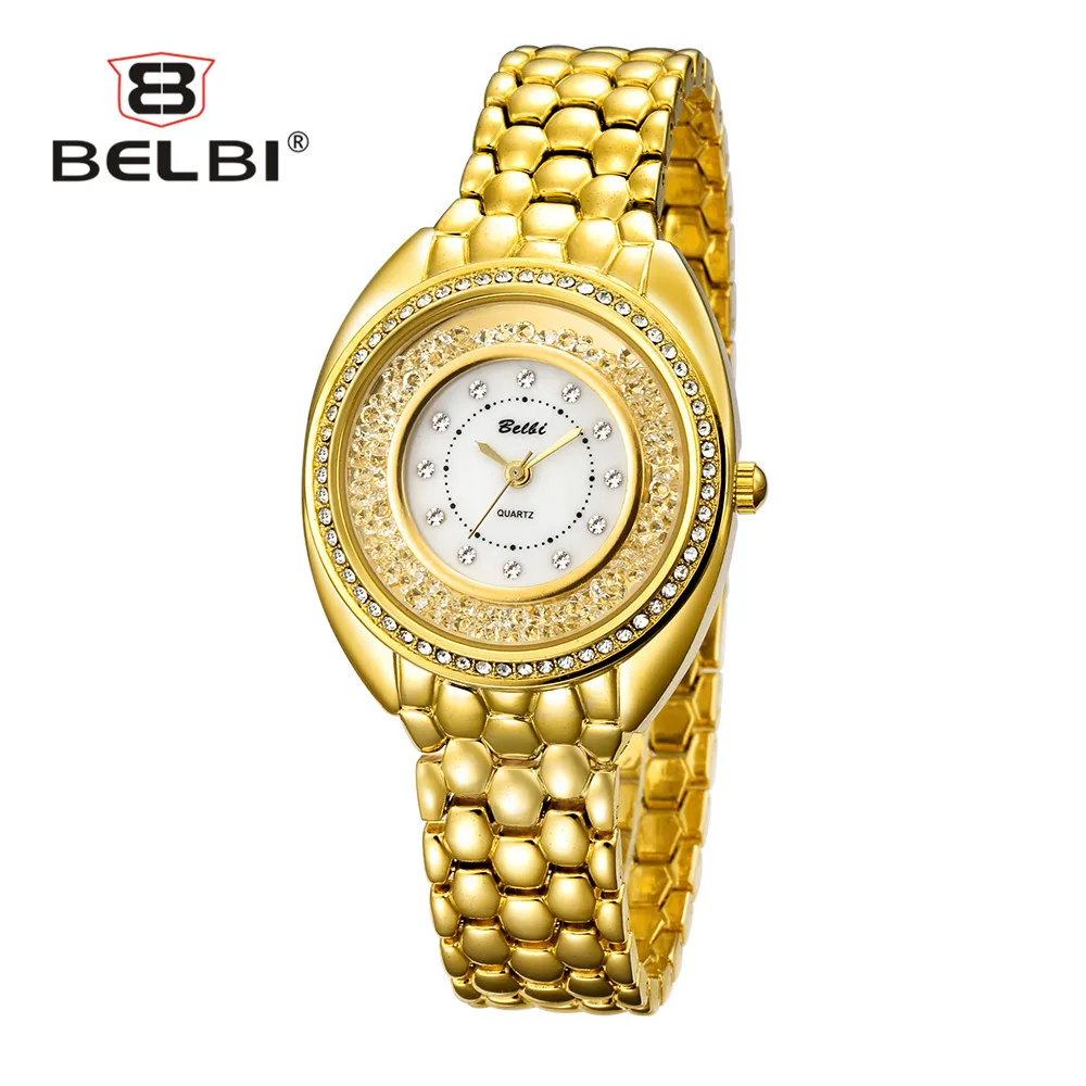 Luxury Ladies Jewelry Wrist Watches Fashion Drift Diamond Bracelet Quartz Female Watch Waterproof Gold Women Clock Brand BELBI | Наручные