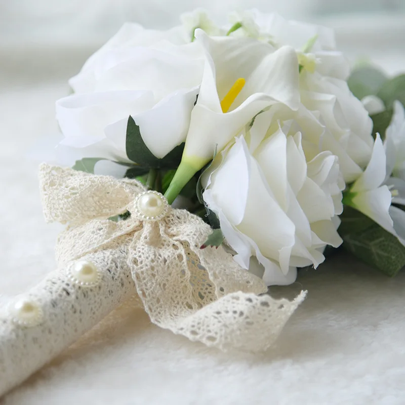 JaneVini кремовые белые свадебные цветы для мужчин Calla Lily розы Букет невесты