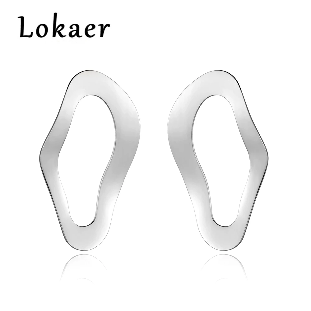 Lokaer Классическая титановая сталь Форма уха серьги ювелирные изделия Мода розовое золото цвет серьги гвоздики для женщин Brincos E180320233R