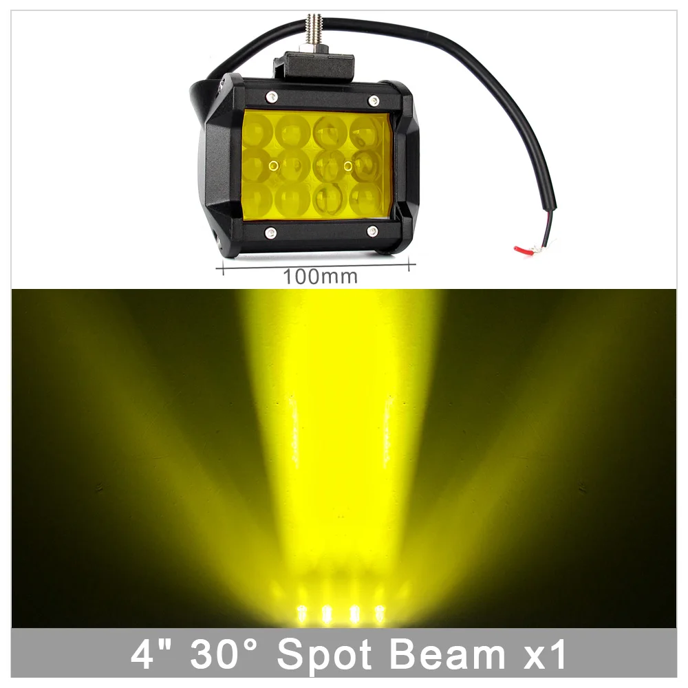 4 ''7 дюймов Led внедорожный светильник Barra для ATV грузовиков мотоцикл 4x4 12 В комбинированный луч Янтарный Желтый рабочий светильник для вождения s бар противотуманная фара - Цвет: 4 Inch Spot Beam x1