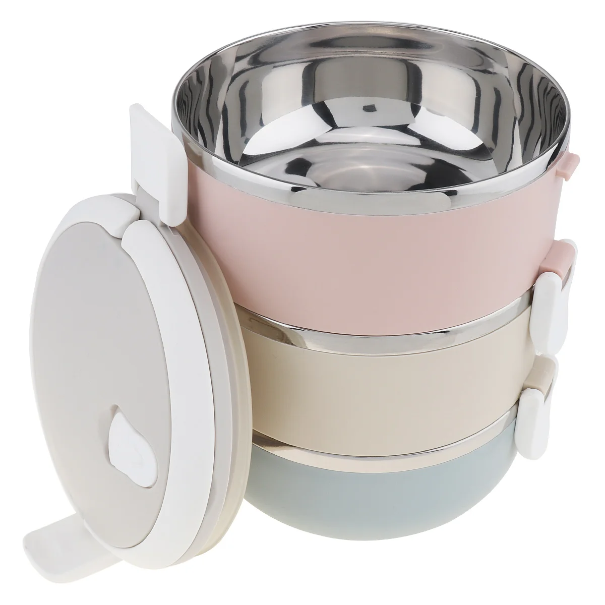 

2.1L Portable Hand-held Removable 3 Colors High-capacity 201 Stainless Steel + PP Three Layer Insulation Barrel Lunch Box