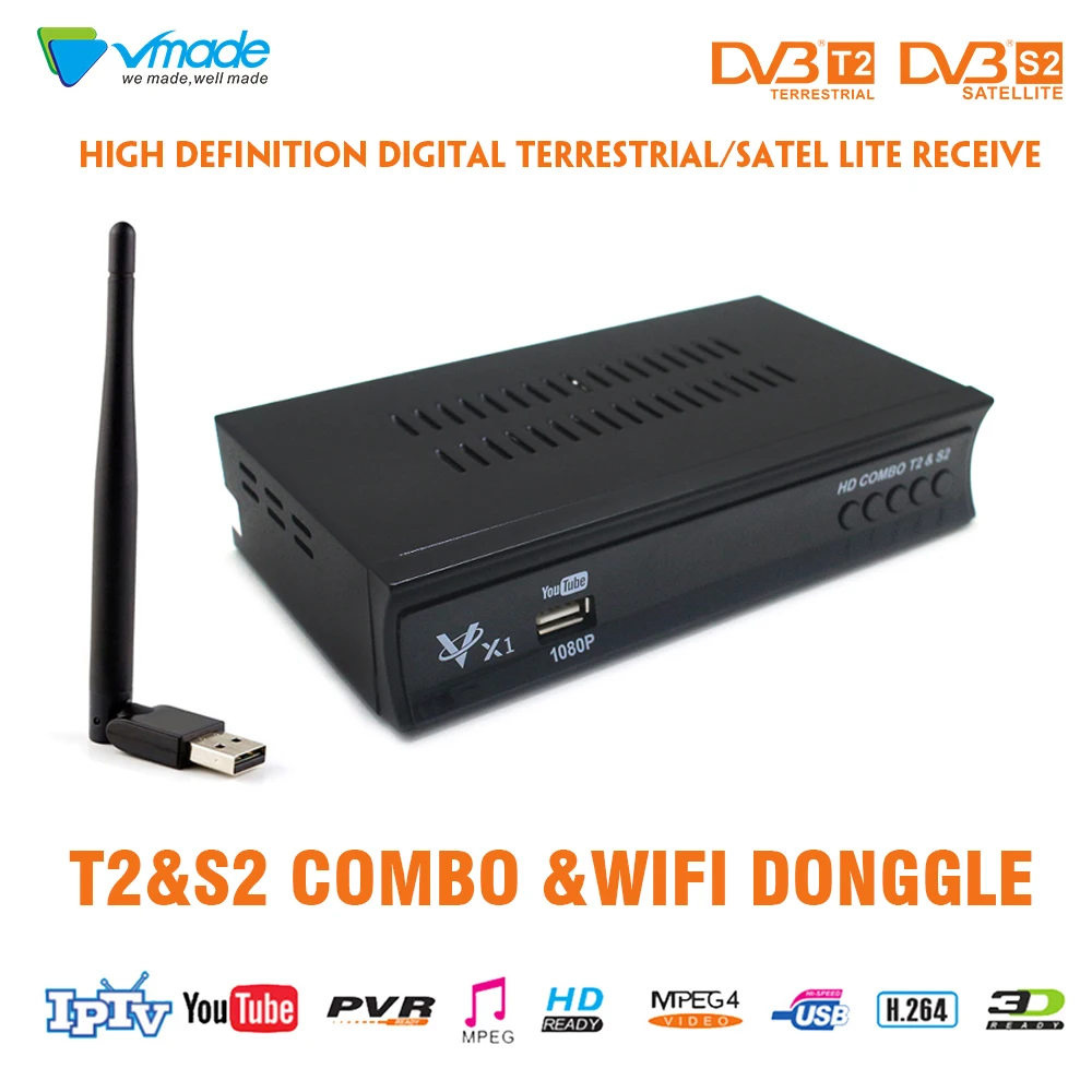 Vmade DVB T2 & S2 Combo satelite приемник dvb x1 full HD 1080P декодер Поддержка Dolby AC3 H.264/MPEG 4 с USB