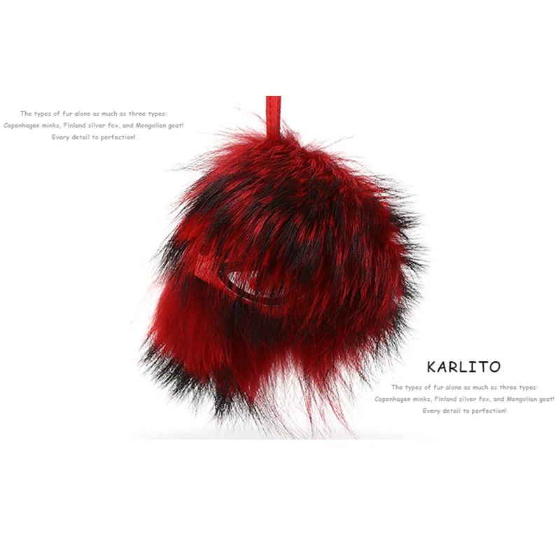 С коробкой и тега черный кожаный бумажник реального енота Pom собака мех монстр