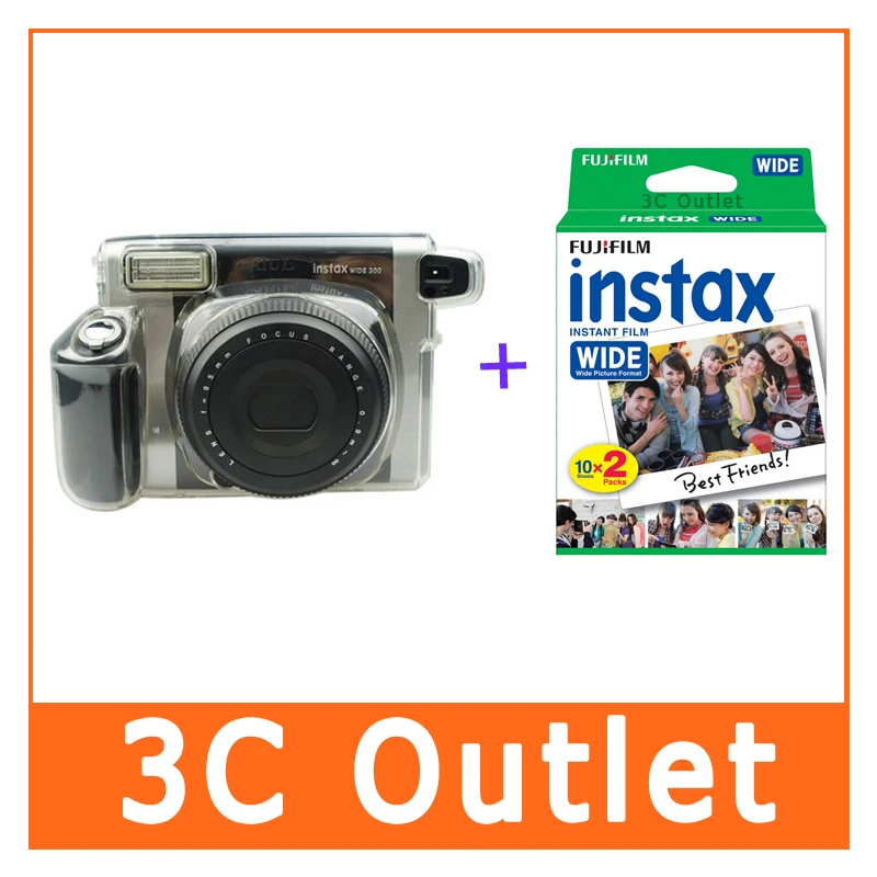 Подлинная Fujifilm Instax Wide Film 20 листов + Fuji Instant Camera 300 прозрачный чехол защитная