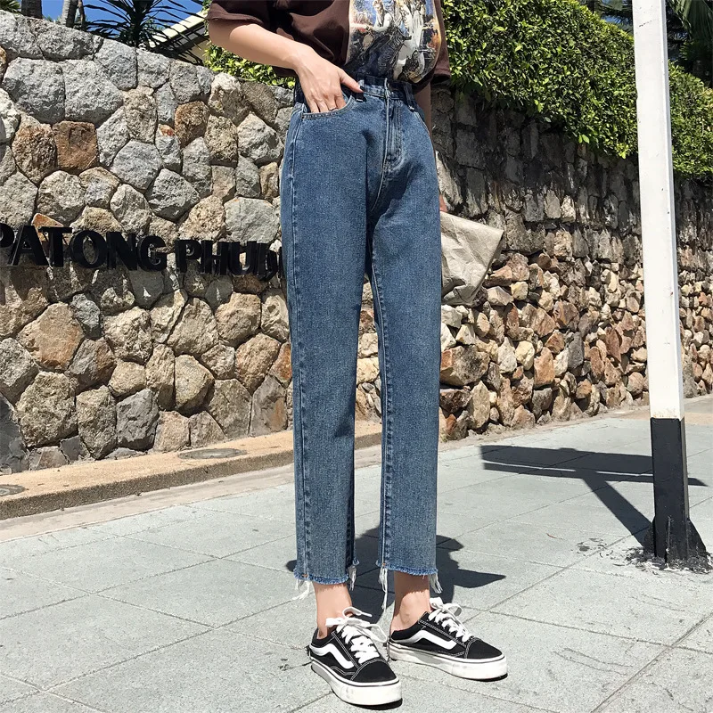 2019 Джинсы женские прямо канистра яркий ковбойский девять для девочек эластичная