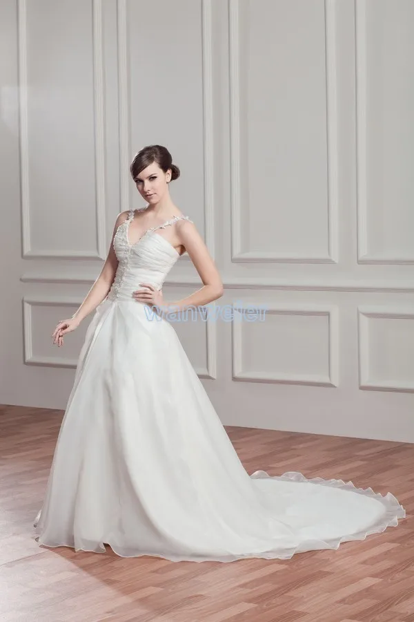 free shipping 2016 new design casual dress white train custom size/color for a holiday bridal gown glamour wedding dresses | Свадьбы и