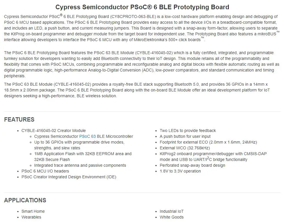 1 шт. х CY8CPROTO-063-BLE макетная плата ARM PSoC6 Bluetooth 5,0 BLE комплект оценки PSoC 6 MCU