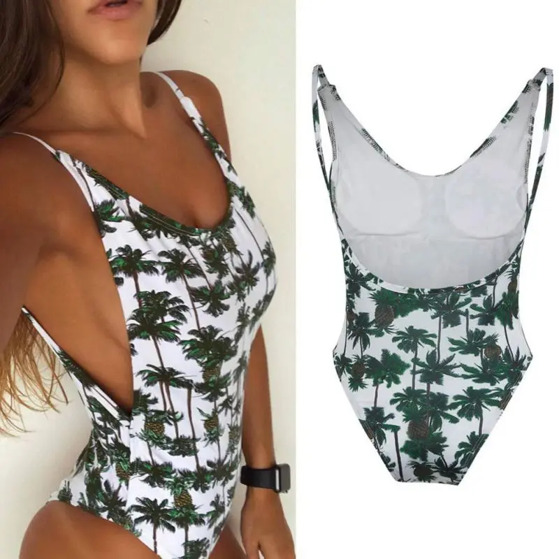 2018 сексуальный слитный купальник с открытой спиной и принтом бандажный вырезами
