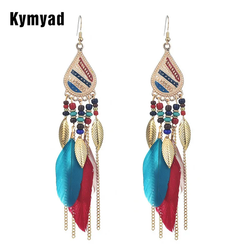 Новые богемные серьги Kymyad для женщин эффектные серьги-подвески с длинными