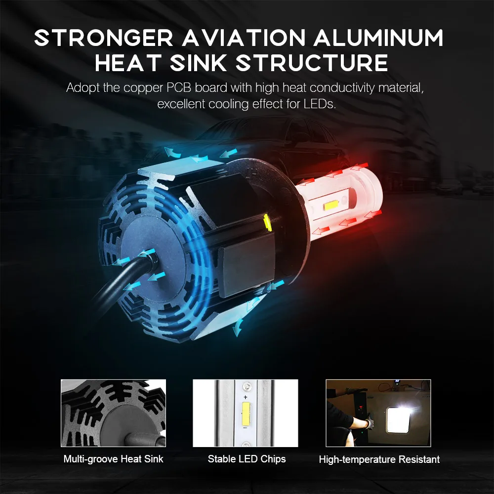 NOVSIGHT H7 светодиодный светильник на голову H4 H11 H1 H3 H13 H15 9005 9006 9007 Автомобильный 50 Вт