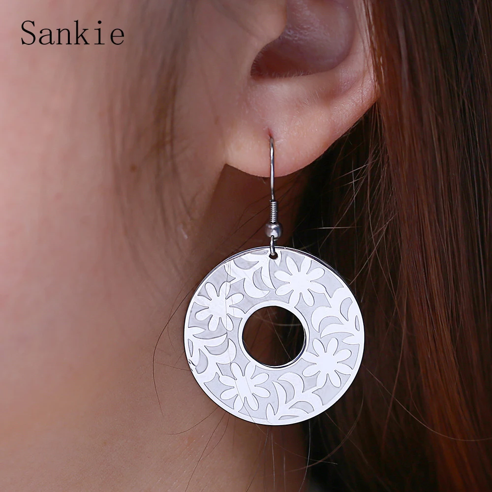 Sankie Винтажные серьги-кольца для женщин Серебряный цвет серьга-Кольцо из нержавеющей стали серьги эффектные модные серьги ювелирные изделия оптом