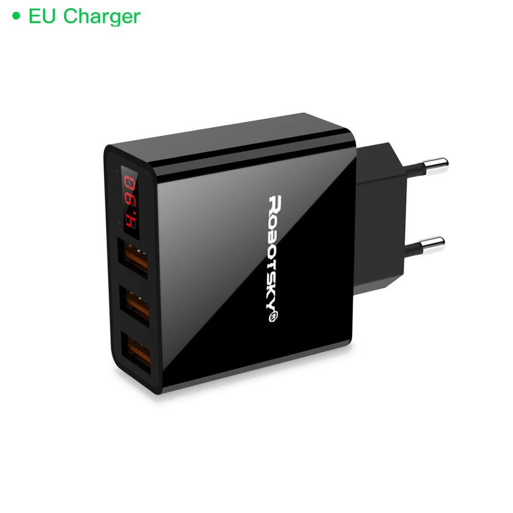 3.4A EU Charge bk Обновление 3 порта Usb настенное зарядное устройство 3.4A светодиодный дисплей Универсальное зарядное устройство адаптер для мобильного телефона Iphone Xiaomi Ipad Us Eu Plug - Тип штекера: 3.4A EU Charge bk
