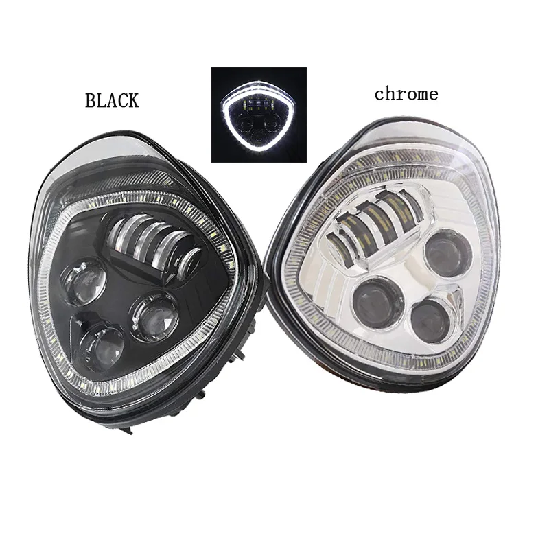 Победный светодиодный налобный фонарь с Halo Angel Eye DRL светодиодный налобный фонарь для 07-17 Version мотоциклетный крейсер Cross Road кантри-черный(CHROM