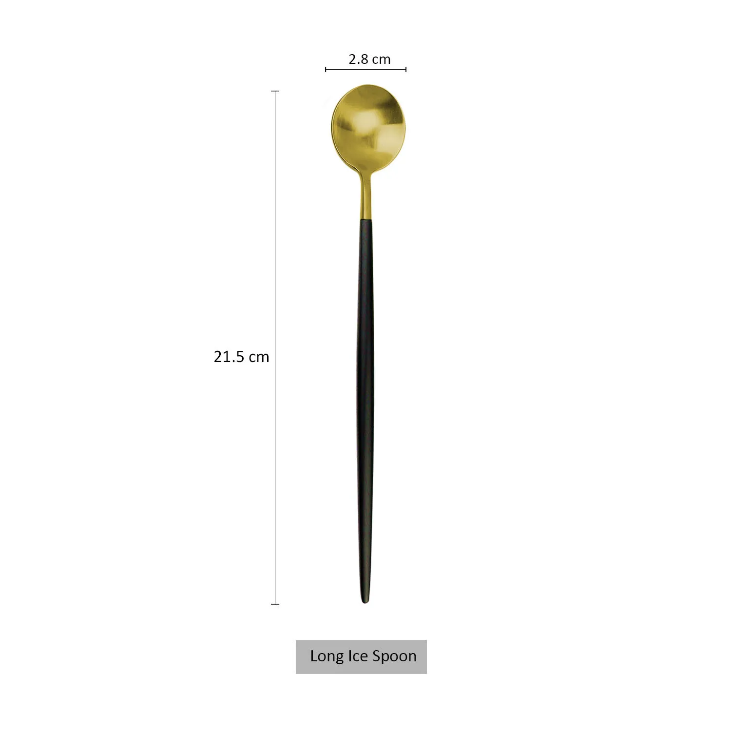 Long Ice Spoon 18/10 нержавеющая сталь набор посуды с черной ручкой Золотой столовый набор для кухни Обеденный нож, вилка, набор Чайной Ложки Посуда Прямая поставка - Цвет: Long Ice Spoon