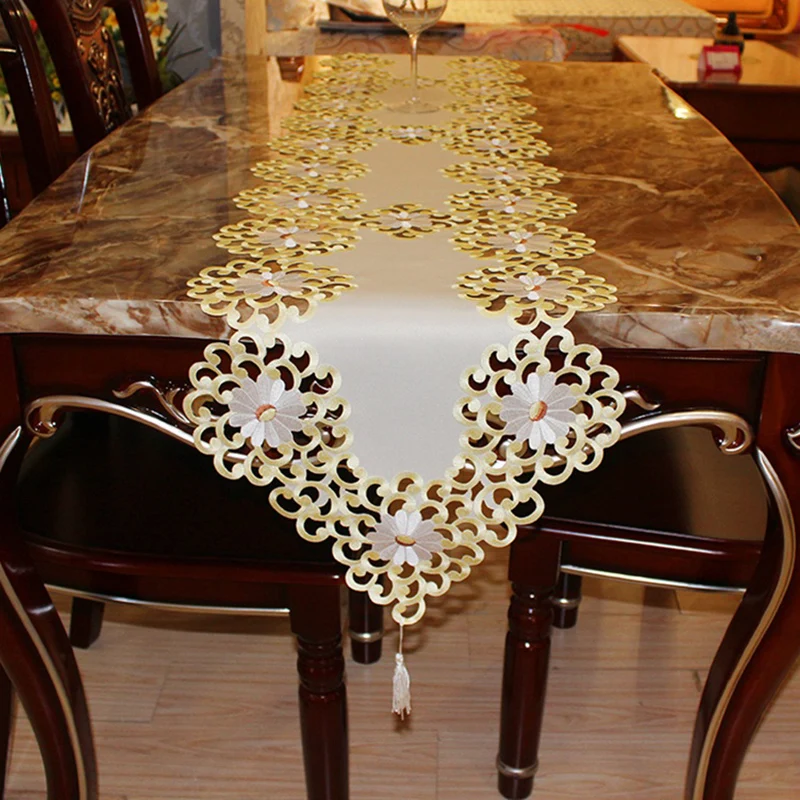 Китайский высококачественный стол скатерть с цветочной вышивкой украшение для