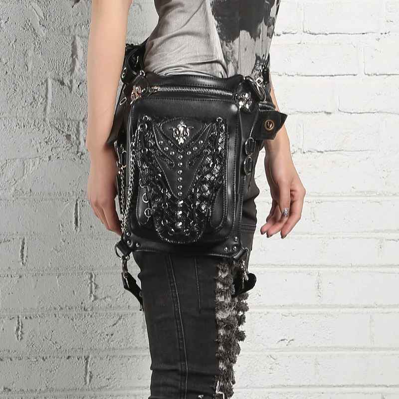 Сумка мессенджер из искусственной кожи с заклепками для мужчин и женщин ног на