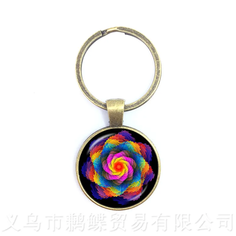 Брелки с красивыми павлиньими перьями стеклянный кабошон мандалой буддистский