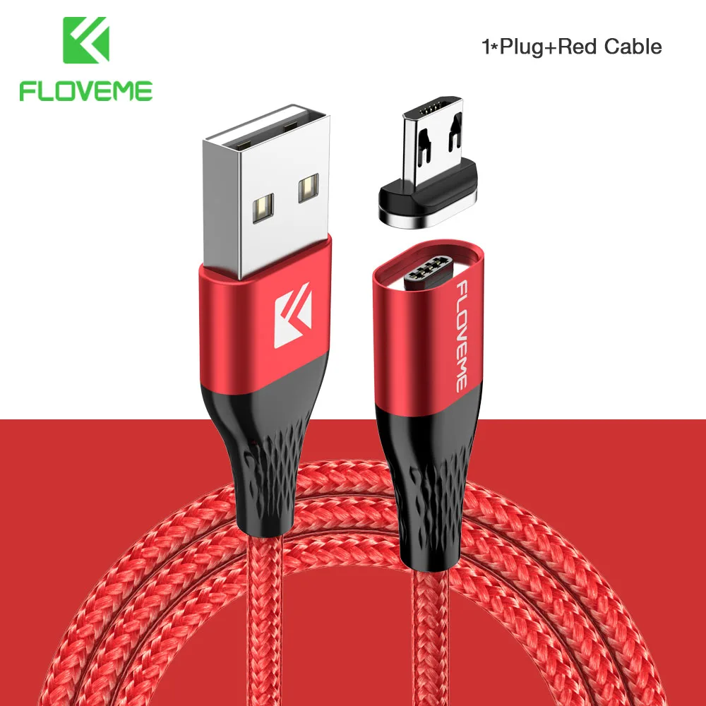 Red Cable 1M Магнитный кабель FLOVEME Micro USB для быстрой зарядки, Магнитный адаптер для зарядки и передачи данных для мобильного телефона samsung Xiaomi, провод 3 - Цвет: Red Cable 1M
