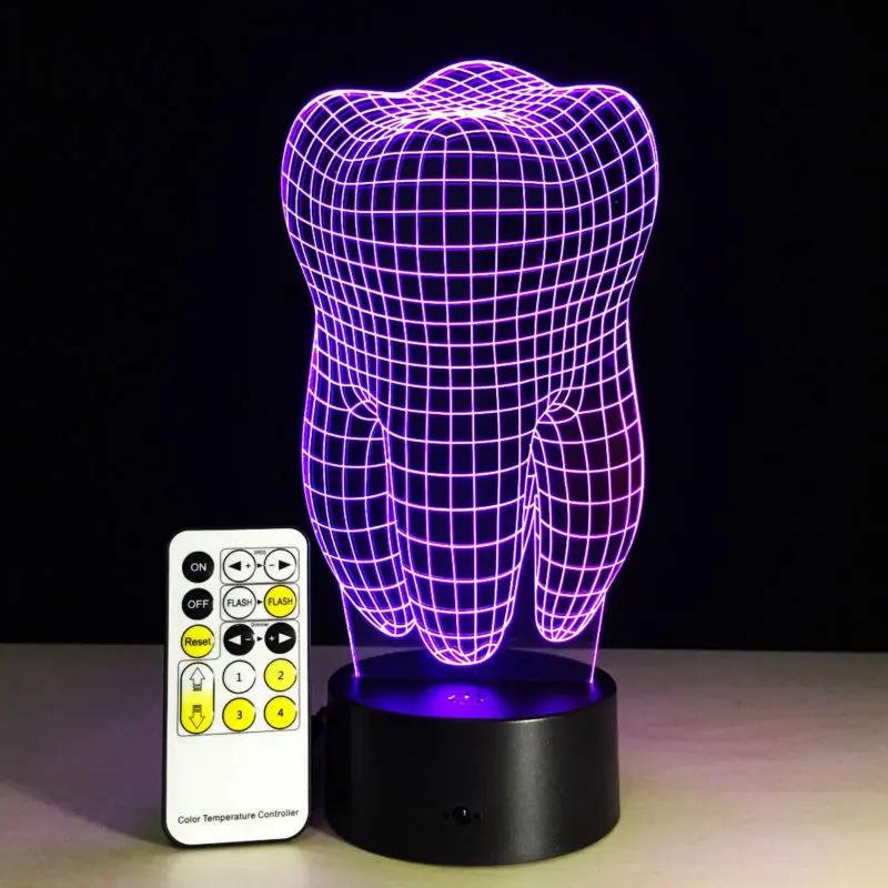 3D зубы 7 цветов меняющий пульт дистанционного управления переключатель